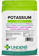 Lindens Potassium 200mg Tablets Supports Normal Blood Pressure