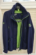 Men's XXL 2XL Superdry Navy Blue Windattacker With Flouro Lime Trim. Exc Cond.