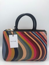 PAUL SMITH SWIRL Women's Leather stripe 'Double Zip' Tote crossbody hand BAG 
