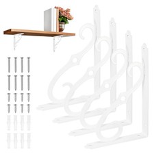 4-Pack Shelf Brackets, 8 Inch Wall Mount Shelf Support Bracket [White]