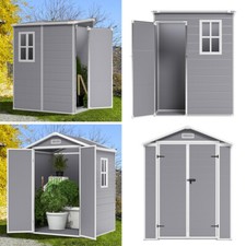 Plastic Garden Storage Shed Includes Window Tools Storage House 6x4.5ft/5x4ft UK
