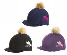 PERSONALISED Jockey Skull/Riding Hat Cover/Silk Showjumper Horse Pony Design