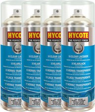 Clear Lacquer Spray Paint Hycote Aerosol High Gloss Coating Fast Drying 400ML x4
