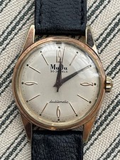 VINTAGE MUDU 30 JEWELS DOUBLEMATIC AUTOMATIC MENS WATCH GOLD PLATED 32MM