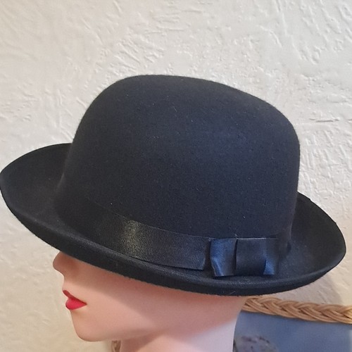 Womens black bowler - bowler, wool