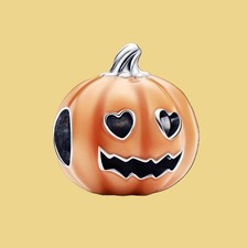 S925 Sterling Silver Pumpkin bead Halloween Charm For women's Bracelet