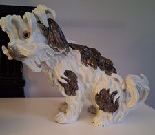 Antique Dresden German Meissen Style Porcelain Sitzendorf Bolognese Terrier Dog