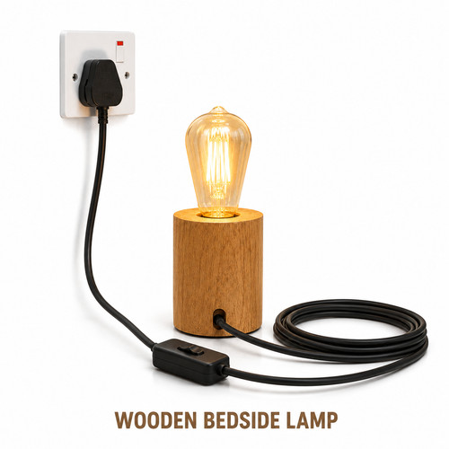 Wooden lamp base stem natural - wooden,