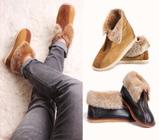 Yeti Women Men Genuine Sheepskin Slippers Zip Boot 100% Real Leather Hand Craft