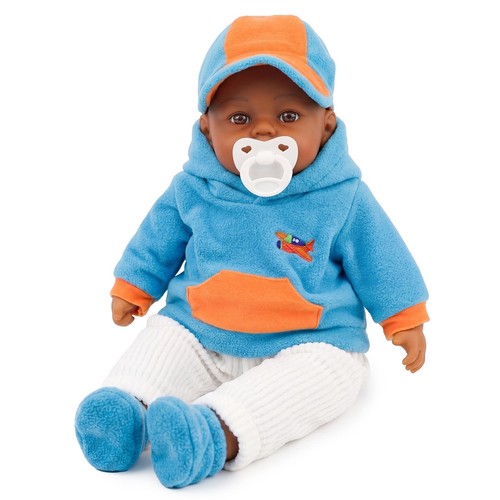 Black baby doll boy - black, 18”