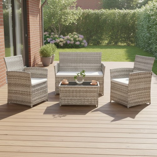 Rattan garden furniture set - rattan, 4