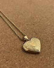 9K Gold GF Locket Necklace Pendant and  20'' Chain Double Heart Large Locket