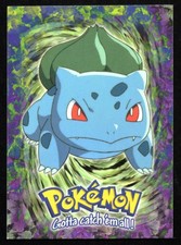 Bulbasaur 01 E1 of 12 Topps Pokemon Card Series 1 TV Animation Black Logo