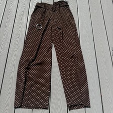 New York & Co Palazzo Pants Size 10 Petite Brown White Polka Dot Career NWT