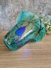 Adrian Sankey Glass Shade Lamp Light Green Iridescent Peacock Nouveau