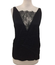 Massimo Dutti Women's Top Size M Black Floral Lace Trim Sleeveless New F1