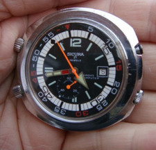 Sicura Chrono Computer Swiss watch project keeps time needs bezel & pusher VGC  