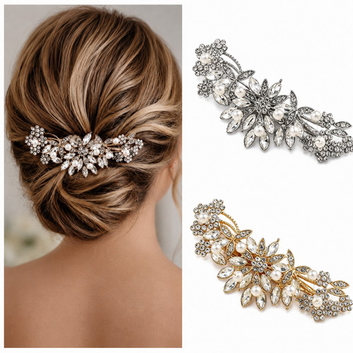 Crystal hair clips silver - crystal,