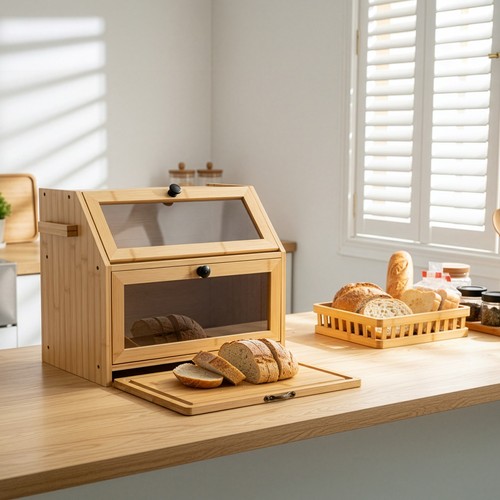 Large bread bin bamboo - bamboo, layer