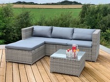 Victoria Rattan Garden Furniture Corner Sofa Lounge Set In/Outdoor Extra Wide