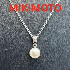 MIKIMOTO Silver Pearl Necklace 6.5mm 42cm From Japan
