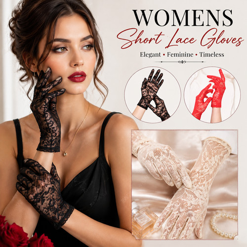 Womens short lace gloves goth - lace,