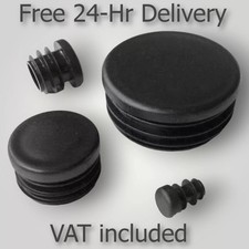 Round Plastic End Caps For Tubing Pipe Inserts Bungs Feet Blanking Plugs / Black