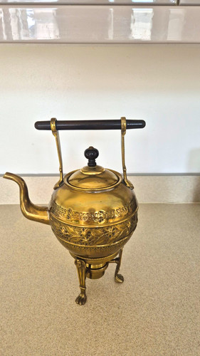 Brass tea kettle with stand - tea,