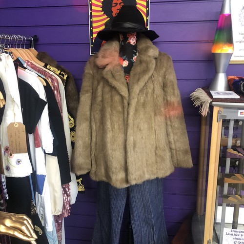 Vintage faux fake fur coat - faux,