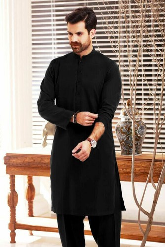 Mens pakistani plain - plain, black