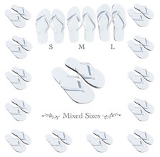 20-100 Mixed Sizes White Wedding Flip Flops Wholesale | Bulk Wedding Party Slipp
