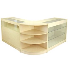 Retail Counter Maple Shop Display Storage Cabinets Lockable Showcase Reception