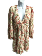H&M ivory multi floral pleated