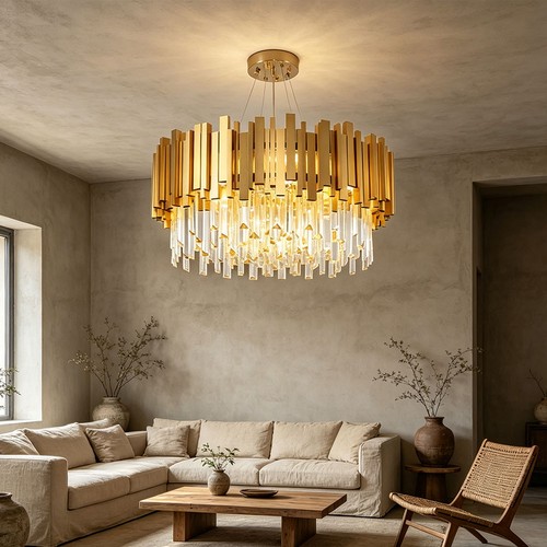 Round crystal led chandelier - crystal,