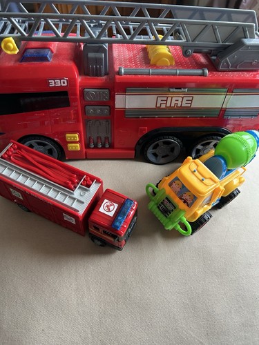 Toy fire engine - engine, cement