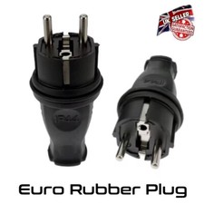 Euro Schuko Plug Rubber European Heavy Duty Connector  16A French & German *UK*