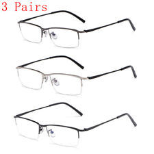 3Pk Metal Half Nearsighted Myopia Glasses For Men Business Retro Glasses