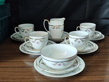 M Z Czechoslovakia China Tea Set 4 Cups 6 Saucers 6 Plates Milk Sugar 18 Piece