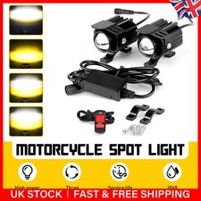 2X Motorcycle LED Headlight Fog Driving Spot Light auxiliary Lamp White/Yellow