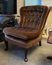 Vintage Nursing chair in buttoned champagne colour fabric VGC. Collection only