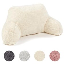 OHS Teddy Fleece Reading Pillow Cuddle Cushion with Arms Lumbar Bed Chair
