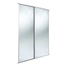 Value sliding wardrobe door twinpack. 3mm silver mirror/ white frame/trackset