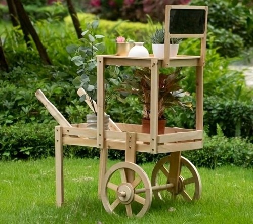 Plain wooden plant trolley - plain,