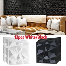 12pcs 3D Wall Panels Decorative Covering PVC Cladding Wallpaper Tiles 30x30cm