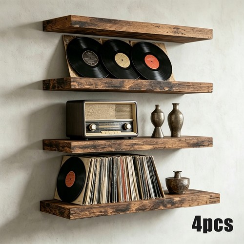 4piece rustic shelves floating - rustic,