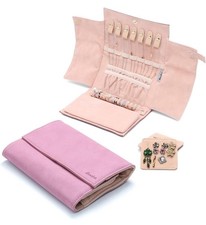 Becko Jewellery Organizer Roll Travel Jewel Bag case for Multiple Necklaces, Pur