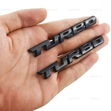 2pcs Black 3D TURBO Logo Car Sticker Metal Emblem Badge Decal Decor Accessories
