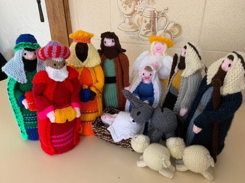 Hand knitted nativity set - hand,