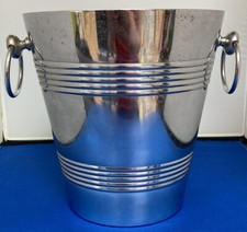 VINTAGE STAINLESS STEEL CHROME CHAMPAGNE ICE BUCKET COOLER SPARKLING WINE BAR