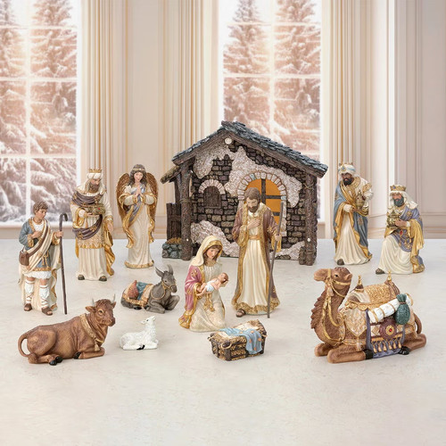 Hand painted nativity - nativity, set-